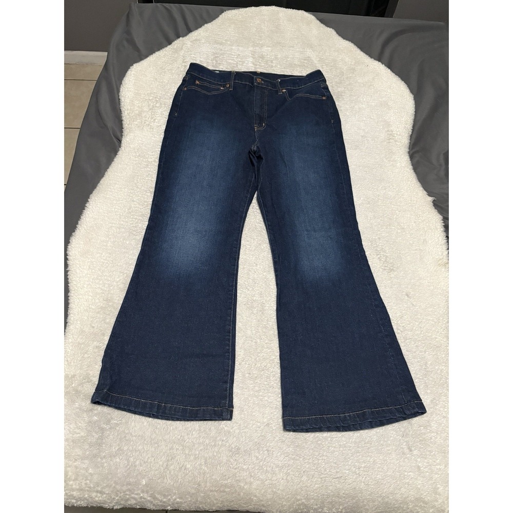 Gap 70s Flare High Rise Women's Blue Denim Jeans Size 32 14S Pants Stretch